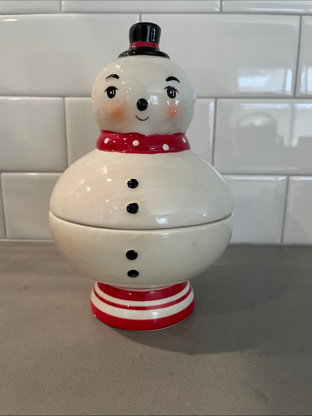 Johanna Parker Transpac Snowman Candy Dish